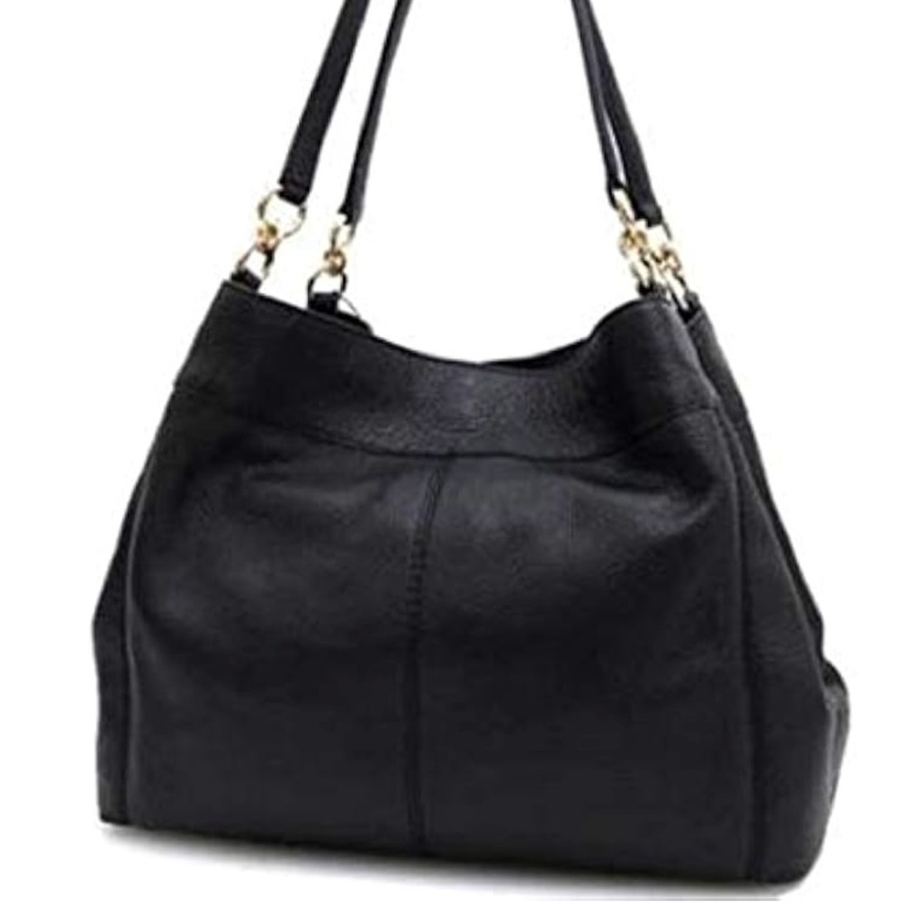 COACH Large Lexy Shoulder Bag Black with Gold Hardware - Picture 4 of 12